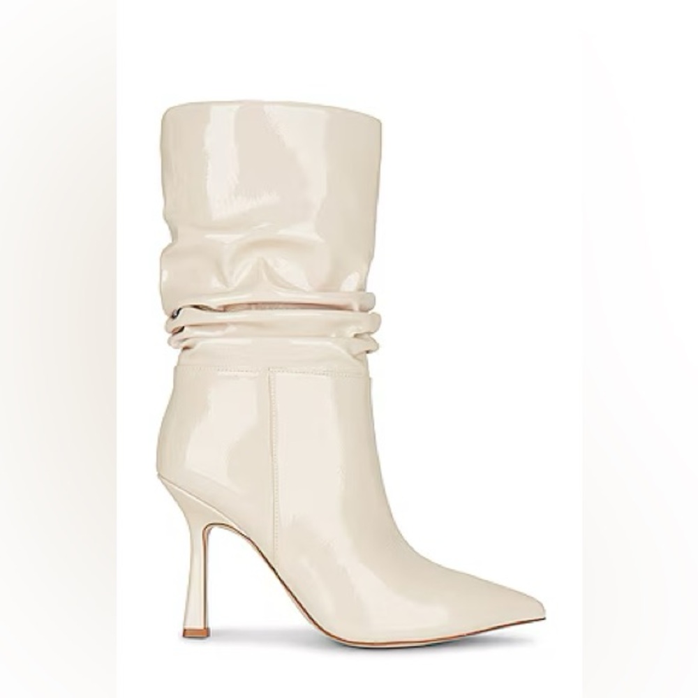 Jeffrey Campbell Guillo Ivory Patent Slouch Boots Heeled Size 9